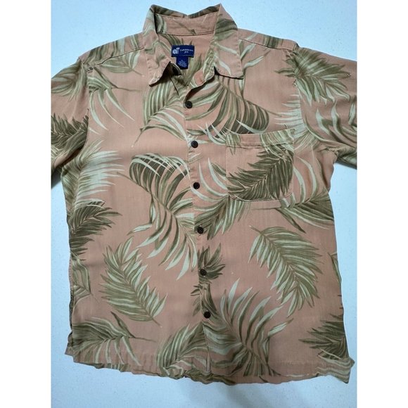 Carribean Joe 100% Silk Button Down Short Sleeve Shirt Tropical Hawaiian Palm XL - Picture 4 of 7